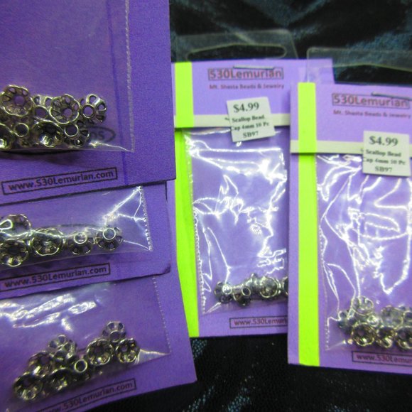 Silver Plated 4mm Scallop Bead Caps Spacer Beads 10Pcs Each Package Lot Of 5 - Picture 3 of 3